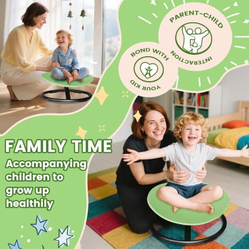 Image of Pterying 21 inch L x 19 inch W Large Size Spinning Chair for Autistic Kids, Ages 3+ | Autism Sensory Products, Sensory Toys Gifts for Kids with Autism & ADHD, Training Body Coordination, Light Green