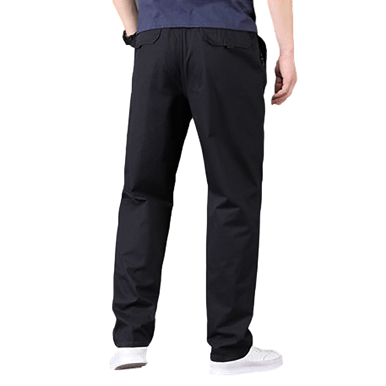 Hombre Cintura Elástica Pantalones Chinos Casual de Pata Ancha Pantalones de Trabajo de Algodón con 4 Bolsillos