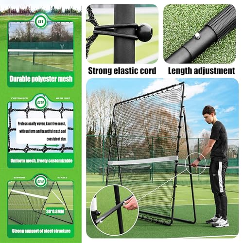 Rete da rimbalzo portatile da tennis, in acciaio, facile da montare, perfetta per la pratica da solo, l'allenamento all'aperto e l Devnt