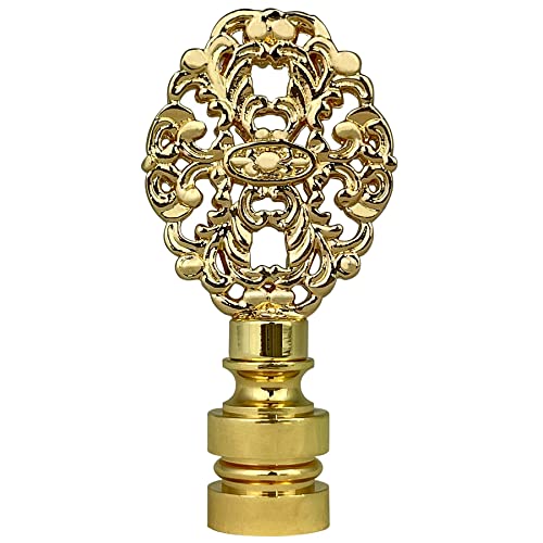Image of Royal Designs, Inc. Oval Filigree Finial for Lamp Shade, Polished Brass - Pack of 1