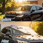 Car Windshield Sunshade Cover for Car, Arespark Car Window Shade with 4 Layers Protection,Car Window Covers with Extra Coverage, Reflective Strip, Fits Most Cars, SUVs Winter & Sun Protection