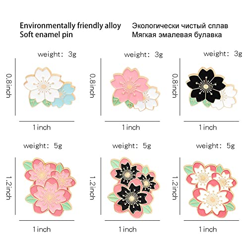 Image of 4pcs Cherry Blossom Brooch Pins Cute Flower Cherry Blossom Enamel Lapel Pin for Teen Girls Women Jewelry Gifts Friendship