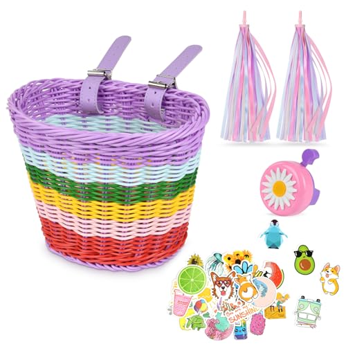 flintronic Panier Velo Enfant, Panier de Guidon de Vélo Enfant, Tricotage à la Main Panier Vélo...