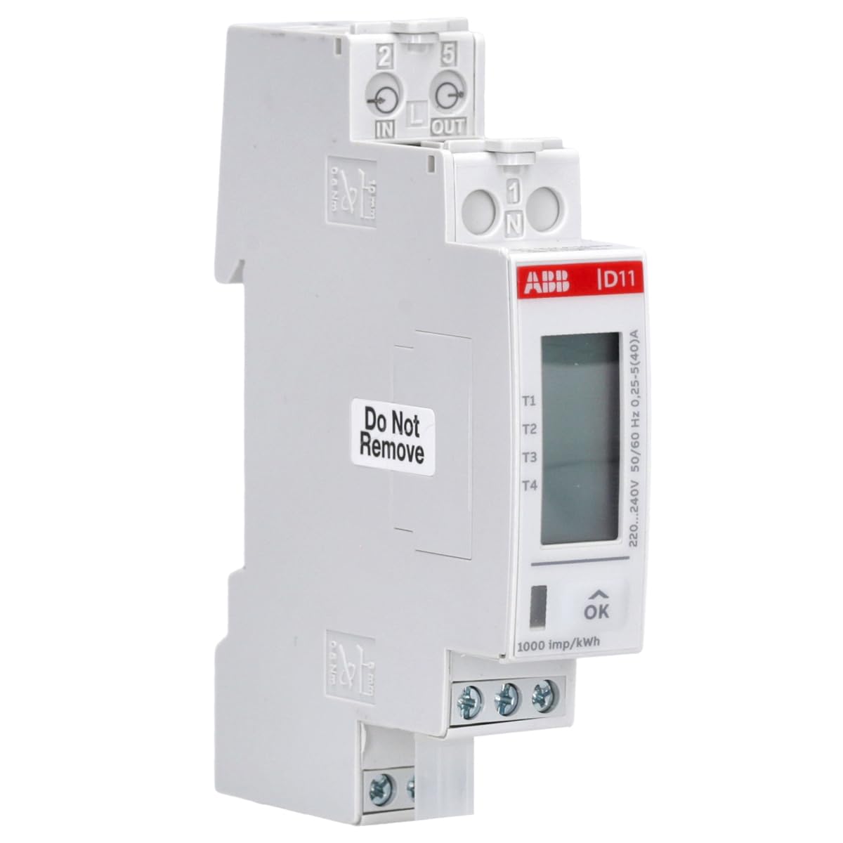 ABB D11 15-M 40 - Contador de corriente alterna (40 A, MID 1DO+1DI) | Contador monofásico para carril DIN, interfaz Modbus, 230 V, medidor de consumo de energía 2CMA241645R1000