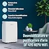 Noaton® DF 4115 WiFi HEPA Deumidificatore Casa Muffa, WiFi App, 15L/24H, con Purificatore d'Aria, 5 Modalità, Display Digitale, Silenzioso, 24 Ore Timer, Drenaggio continuo, per 50m2, 3 anni di garanz