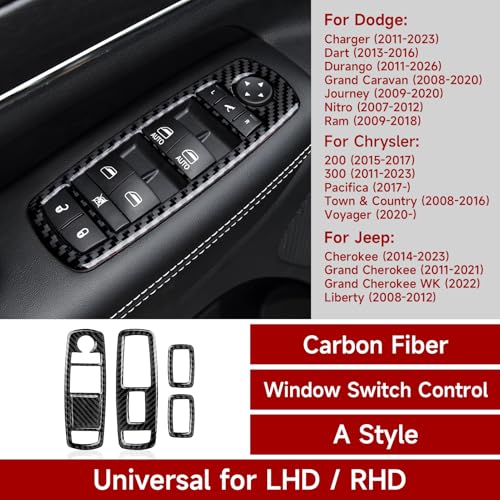 Image of Window Control Switch Decals for 2011-2026 Dodge Durango /Charger /Ram /Chrysler 300 /2011-2021 Jeep Grand Cherokee WK2 Accessories Stickers