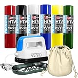 VViViD Compact Heat Press Machine and V2 Pro Multi-Color Heat Transfer Vinyl Film 12' x 24' HTV (6 Rolls) Bundle - M0