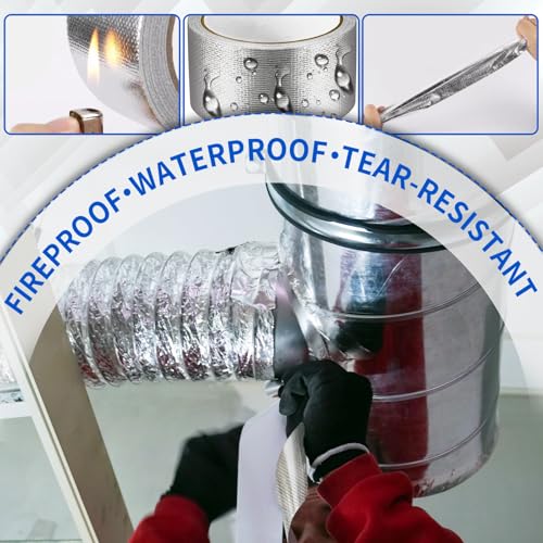 Image of High-Temperature Heat Reflective Aluminum Foil Tape, 1.9 Inch x 32 Feet, Silver Adhesive Backed, Heat Shield Tape for HVAC, Ductwork, Metal Repair, Thermal Insulation