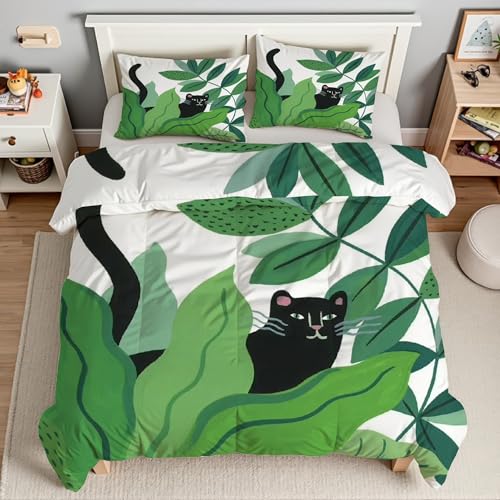 Housse de couette 200x200 chat noir en microfibre douce avec zip invisible - 3