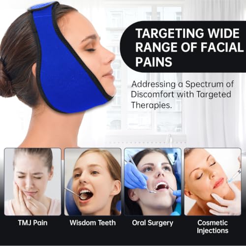 Image of Wisdom Teeth Ice Pack Head Wrap Jaw Face Ice Pack with 4 Gel Packs for Wisdom Teeth Removal Extraction Toothache Pain Relief Facial Oral Surgery TMJ Tonsillectomy Recovery