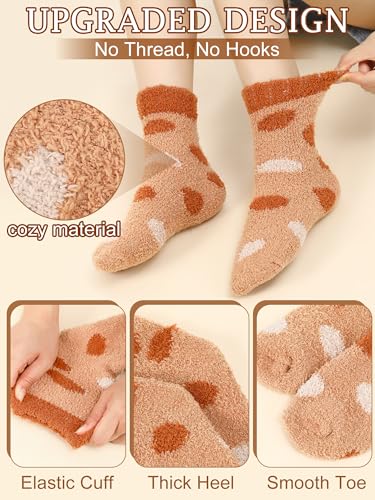 Image of Foaincore 10 Pairs Fuzzy Socks for Women Cozy Fluffy Warm Soft Slipper Socks Thick Winter Gifts for Adult Gifts