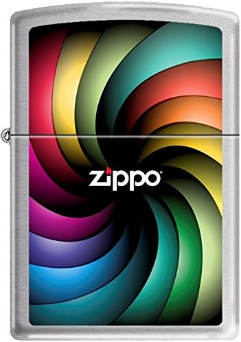 Zippo Logo Color Spectrum Rainbow Spiral Satin Chrome Lighter New