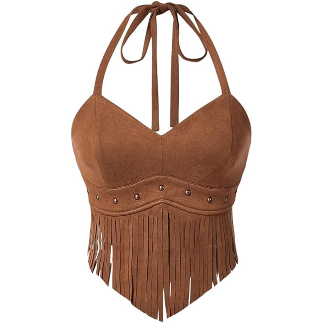 Abito da concerto country da donna, con frange, stile rodeo western, camicia da cowgirl anni '70, top hippie con nappa