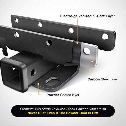 Nilight - Jk-61A 2" Inch Rear Bumper Tow Trailer Hitch Receiver Kit, Compatible For 2007-2018 Jeep Wrangler Jk 4 Door & 2 Door Unlimited, W/4-Pin Wiring Harness (Exclude Jl Models) #TOP2