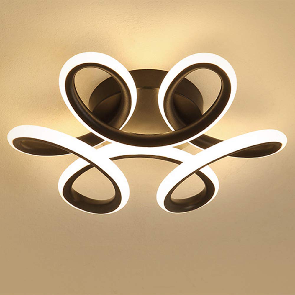 Flower Shape LED Ceiling Light Modern Flush Mount Ceiling Lamp Acrylic Lampshade Ceiling Lighting For Living Room Bedroom Hallway Lamps,Black+Warm White-16W