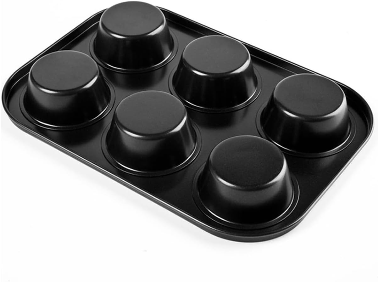 Rectangular Cake Baking Tray Cake Mold Egg Tart Mold Pudding Tool/417 (Size : Black-Six-Piece Egg Cake Mold)