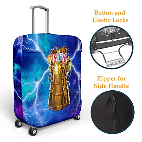 Image of Kuber Industries Marvel The Infinity Gauntlet Luggage Cover | Polyester Travel Suitcase Cover | Washable and Stretchable Suitcase Protector | 18-22 Inch | Small | Sky Blue
