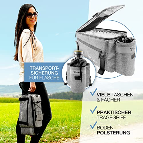 MIVELO - Fahrradtasche für Gepäckträger - Kühltasche Fahrrad - isolierte Gepäckträgertasche - wasserabweisend - 10L - grau
