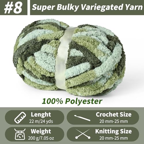 Image of Chunky Jumbo Chenille Yarn Forest Green 10 Pack