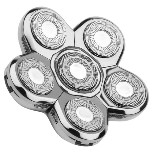 6D Têtes Rasoir Tete Chauve Homme de Remplacement 75 mm, Lames Rotatives Acier Inoxydable, Compatible Tondeuse Crâne et Rasoir Tête Chauve, Rasage Lisse et...