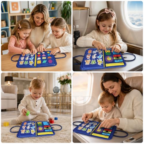 Image of 12 in 1 Toddler Busy Binder Learning Educational Board for Kids Sensory Board Preschool Education Learning Fine Motor Skills Montessori Busy Board Educational Busy Book for Learning