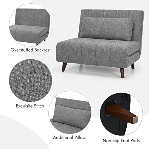 Giantex Sofa Bed Convertible Sleeper Adjustable Recliner Chair 3 In 1 Multi-Function 3-Position Backrest Guest Bed Sofa Couch With Waist Pillow Easy Assembly (Dark Gray) #TOP6