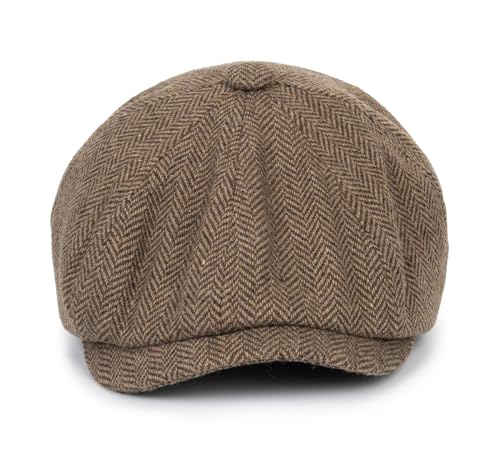 Kids Boys Wool Newsboy Cap - Vintage Tweed Flat Beret Cabbie Hat for Toddler Boys Girls Pageboy(for 4 to 9 Years)