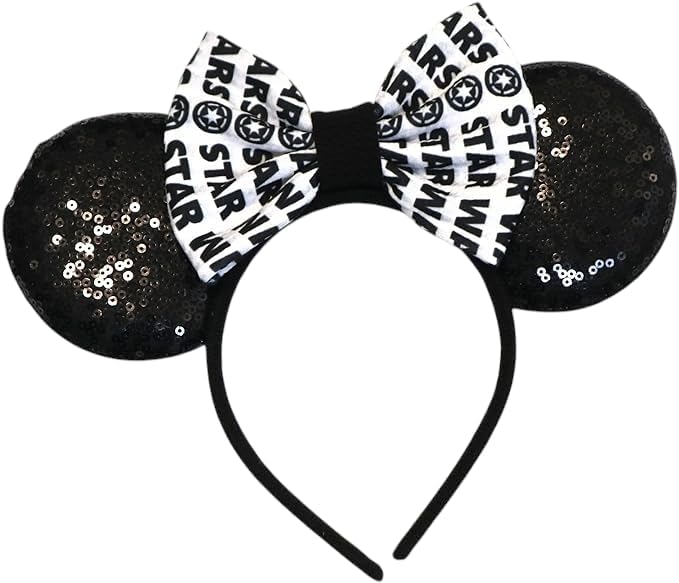 CLGIFT Mickey Ears, Black Darth Vader Ears, Storm Trooper Hairband (Bow)