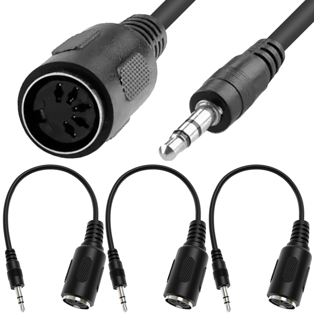 MIDI to 3.5mm Adapter Cable, 5Pin MIDI Female to 3.5mm TRS Stereo Male Audio Cable Cord per Amplifiers, HI-FI Sound Systems (3 Pack)