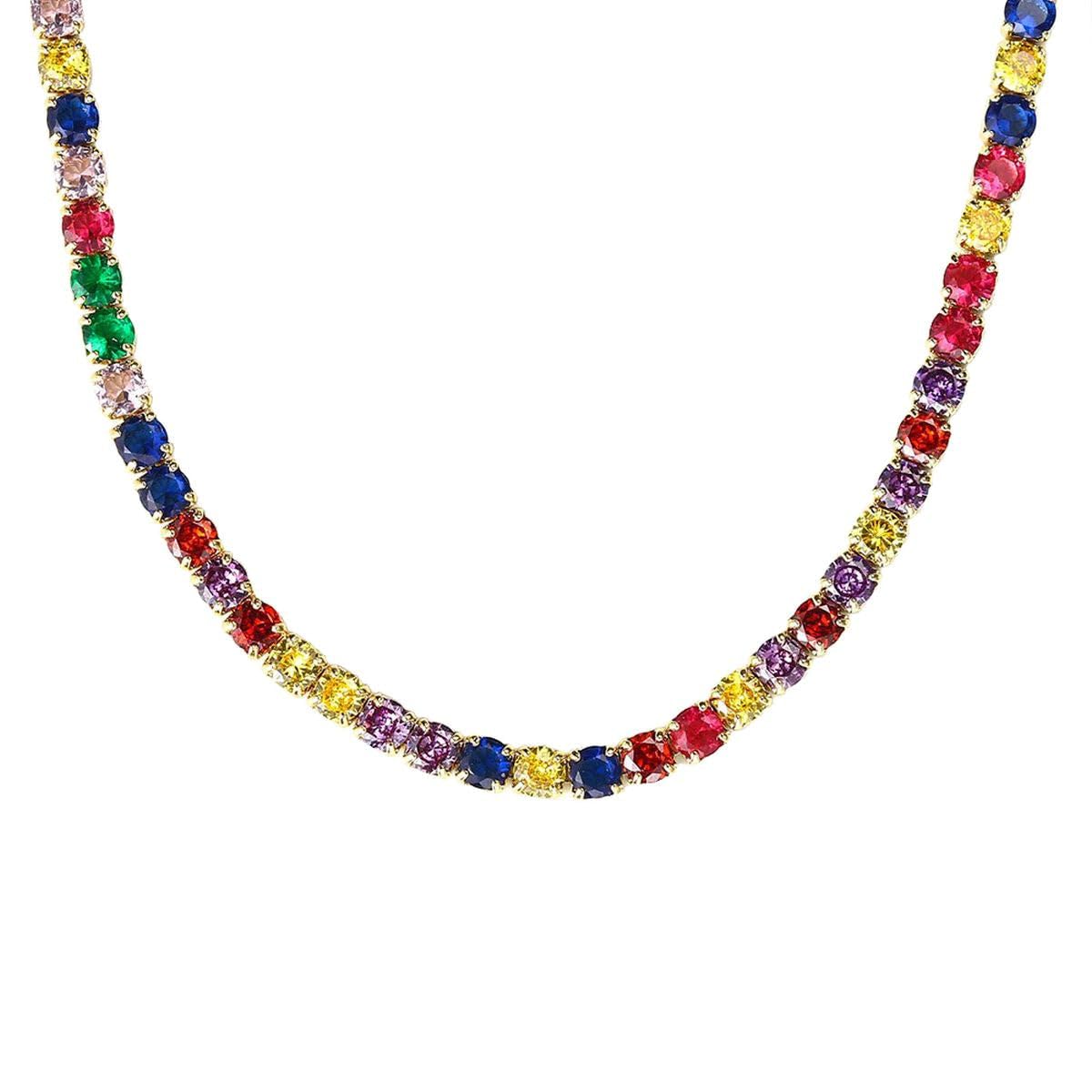 ZIVOM® Rainbow Multi Color Cubic Zirconia Solitaire Tennis 18K Gold Necklace Chain For Women (B0CC8TT866) Amazon Price History, Amazon Price Tracker