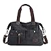 Lonson Unisex Canvas Shoulder Bag Travel Bag Crossbody Weekend Shopping Totes Work Bags (Black)