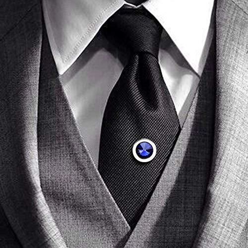 HAWSON Mens Tie Tack with Chain Round Crystal Wedding Business Accessories2