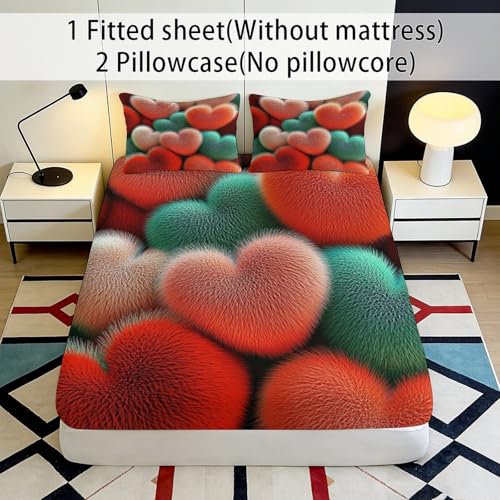 Drap housse 3D cœur lavable pour sublimer votre chambre