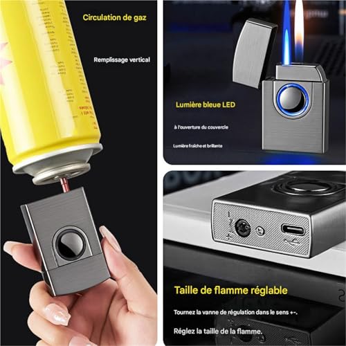 Encendedor de doble llama recargable para camping y velas 6