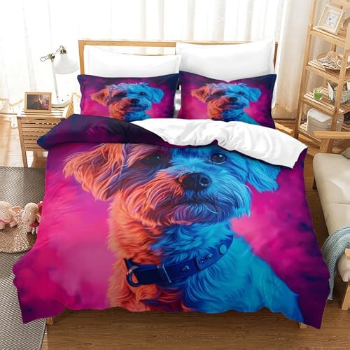Housse de couette effet 3D chien néon en microfibre résistante haut de gamme