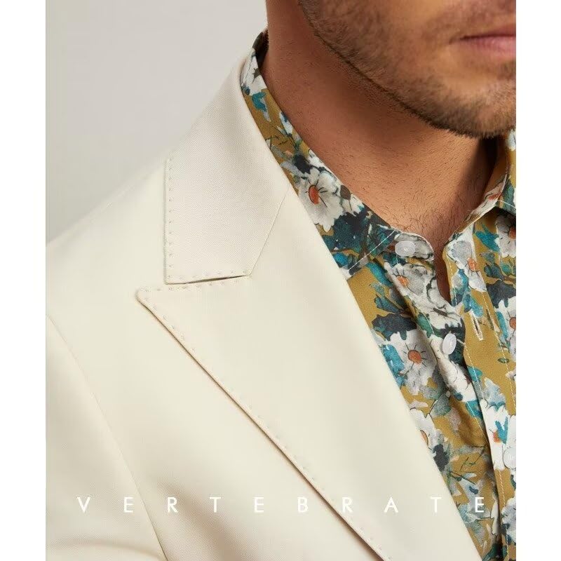 Peak Lapel Men Suits Serge 2-Piece Blazer Trousers Experienced Wear Design Pants Waistline Two Buttons Custom Made4