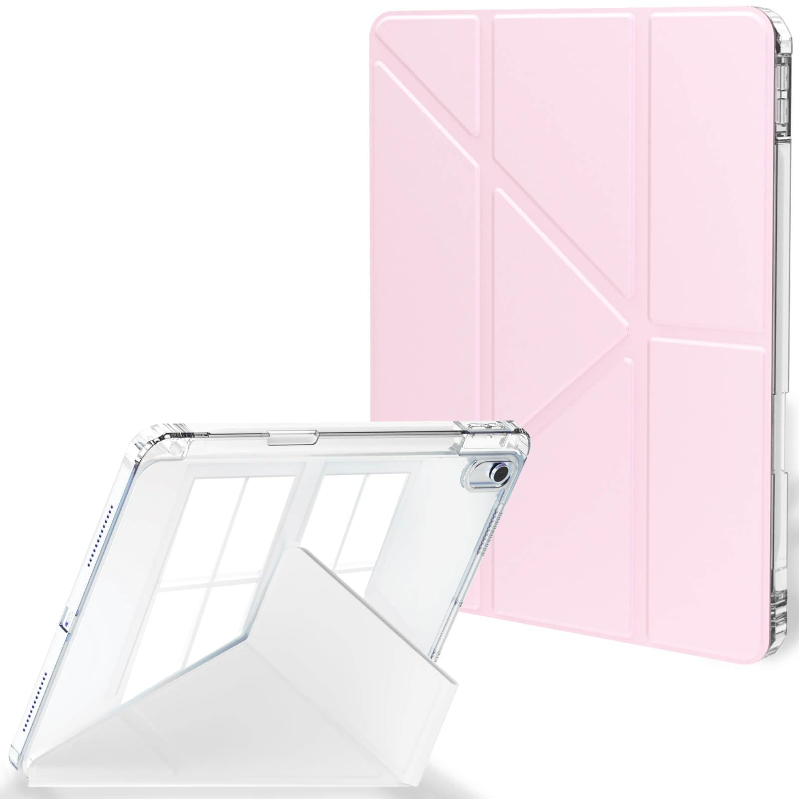 Feams Y Fold Case for iPad (A16) 11th Generation Case 11 Inch 2025, iPad 10th Generation 10.9 Inch 2022, Y-Shaped Standing Cover Clear Back with