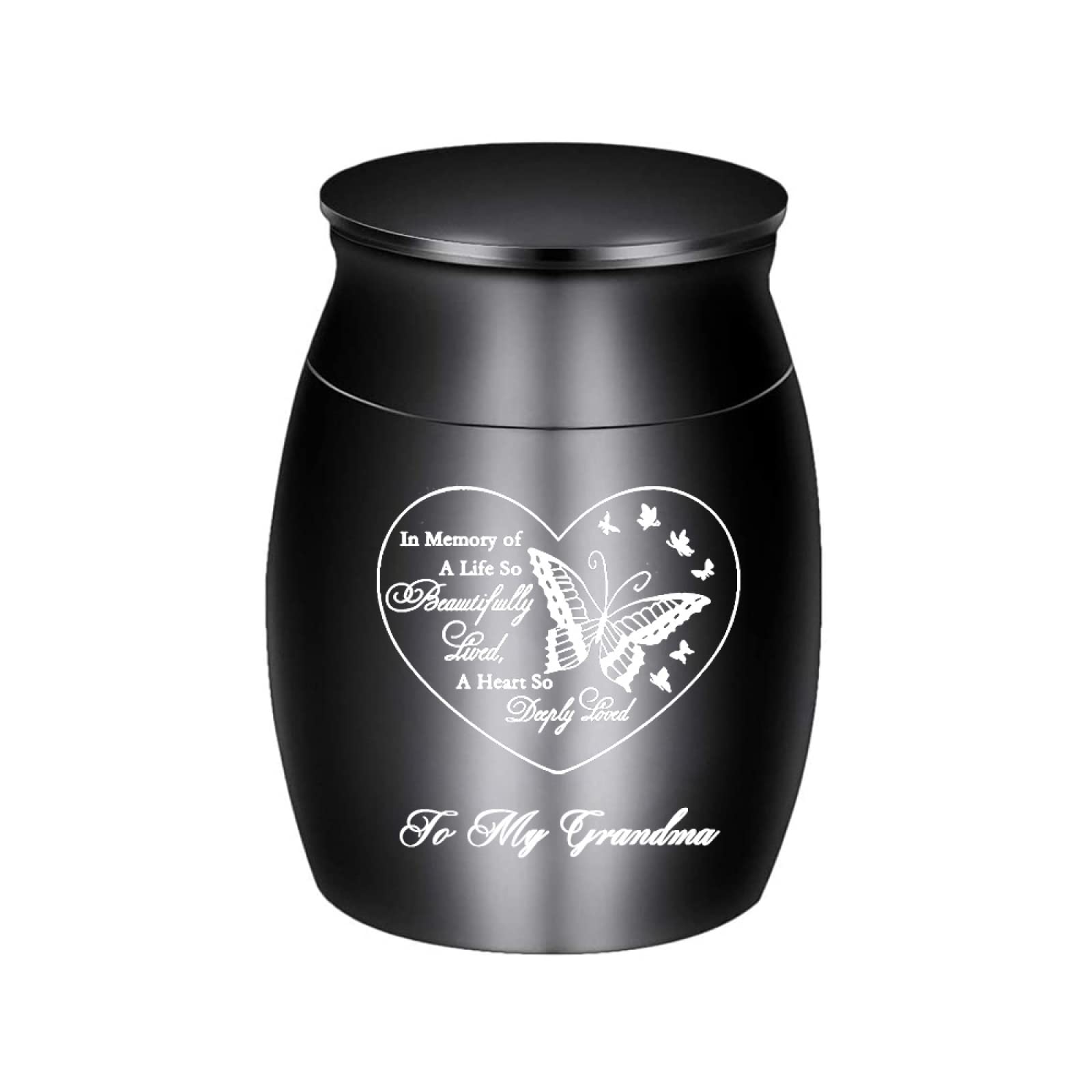 LZHLMCL Pet Urn 40Mm Small Urns For Human Ashes Stainless Steel Small Cremation Urns For Dad Mom Mini Keepsake Urns Ashes Black Grandma