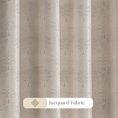Image of Yellow Weaves 1 Pc Jacquard Tree Eyelet Long Door Curtain - Perfect for Home, Office, Bedroom, Living Room & Balcony - 9 Feet (Brown)