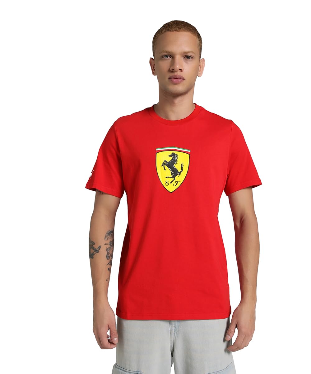Puma Mens Ferrari Race Colored Big Shield Tee Motorsport, Rosso Corsa, L