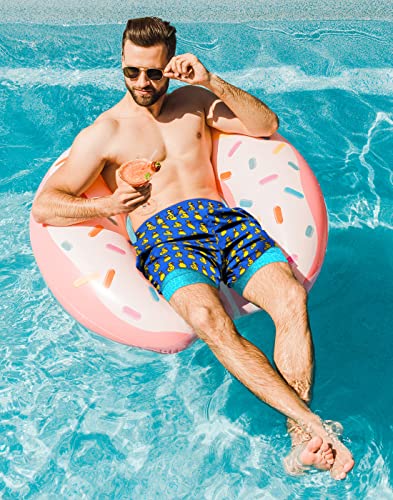 Lrd Men's Swim Trunks With Compression Liner 7 Inch Inseam Quick Dry Swim Shorts Gangsta Ducks/Pool - M #TOP2