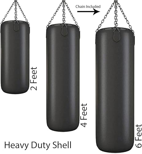 Miniatura 2 de PFG - Saco de boxeo resistente de 6 pies, 4 pies y 2 pies, cadena para colgar incluida, carcasa muy pesada, bolsa vacía