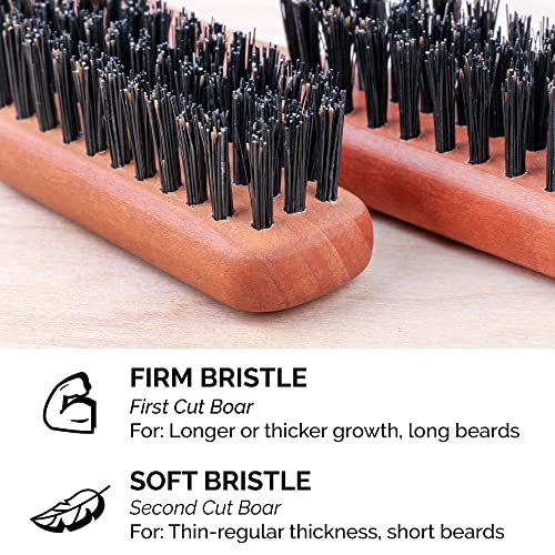 Zeus Boar Bristle Beard & Mustache Brush For Men, 5.5" Firm-Bristle Small Travel Beard Brush - Made In Germany #TOP3