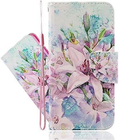 IMEIKONST Painted Case for Samsung S8, Flip Designed Case Premium PU Leather Card Holder Wallet Cover Magnetic Protective Pouch Skin Stand Cover For Samsung Galaxy S8. Lily Flower HX