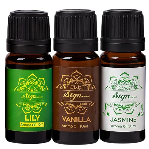 Image of Signamio 3 Pcs Essential Oil Set - Premium Reed Diffuser Fragrance Aroma Oil Collection for Home & Office - Long-Lasting Scented Essential Oil Blends for Relaxation & Wellness - Jasmin /Vanilla /Lily