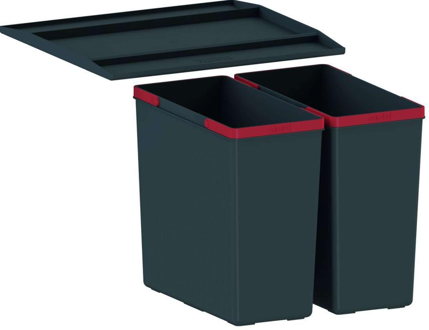Franke Kitchen Systems Easysort 450-2-0 Abfallsorter Abfalleimer Mülleimer Abfallsammler, Plastik, schwarz, 37,8 x 41,4 x 34,3 cm
