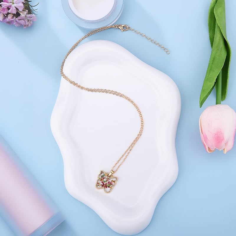 Gold Pressed Flower Necklace for Women Butterfly Pendant Necklaces for Daughter Mom Birthday Gifts for Sister Besties Floral Gifts for Aunt Grandma Resin Wildflower Necklace for Her Girlfriend - Image 6