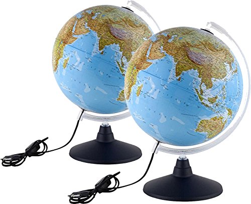 Idena 569902 Leuchtglobus 30 cm mit Halogen Energiesparlampe und Zwei Kartenbildern (30 cm)