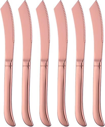 Miniatura 8 de Bisda Juego de cuchillos para carne, cuchillos de cocina de acero inoxidable dentado de alta calidad, juego de 6, aptos para lavavajillas (negro)