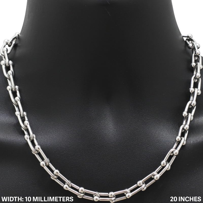 316L Stainless Steel 18k Yellow Gold Plated 8-10mm Horseshoe Graduated Link Chain Necklace Bracelet 7.5”-20”